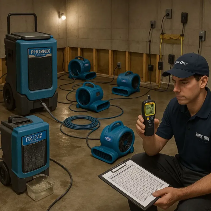 Structural Drying and Dehumidification process in Ruidoso Downs, NM